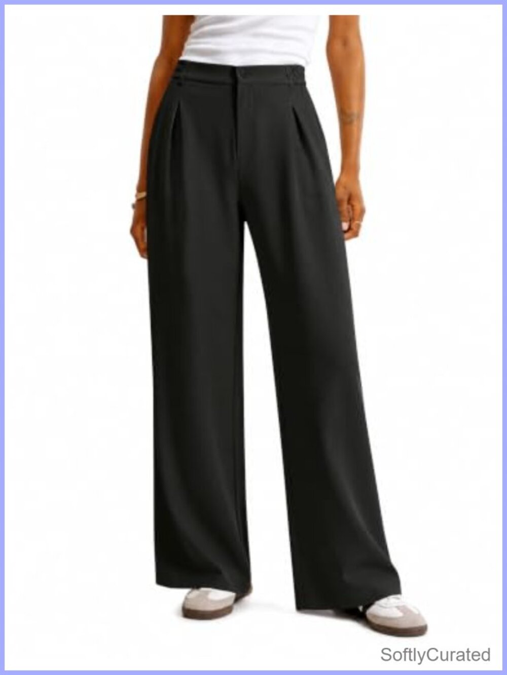 LOMON Women's Wide Leg Dress Pants Pleated Front Trousers with Pockets